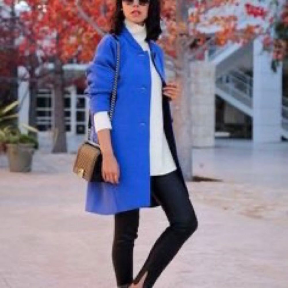 H&M Periwinkle 3/4 Sleeve Boucle Coat Size 8 - Picture 11 of 11